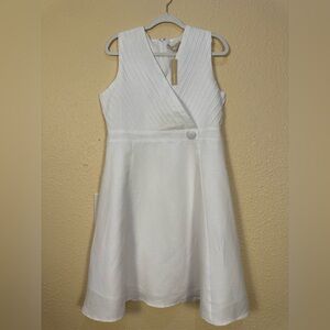 Impressions White Cross Body Dress 8 NWT